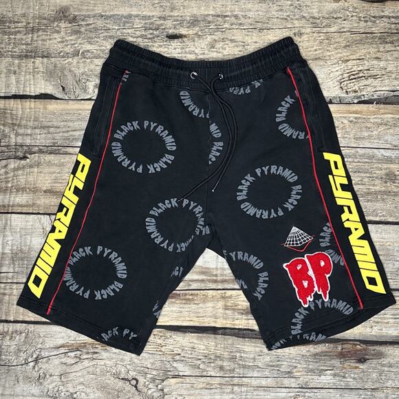 Black Pyramid Other - Chris Brown Black Pyramid Sweat Shorts Chenille BP Black Mens Size Smalle